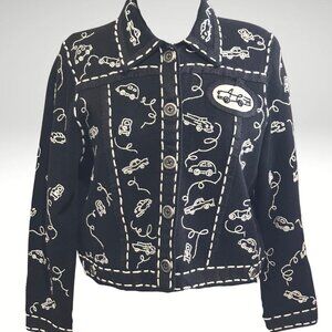 Rare New York Vintage Michael Simon Car Themed Black Jacket Sz P/M